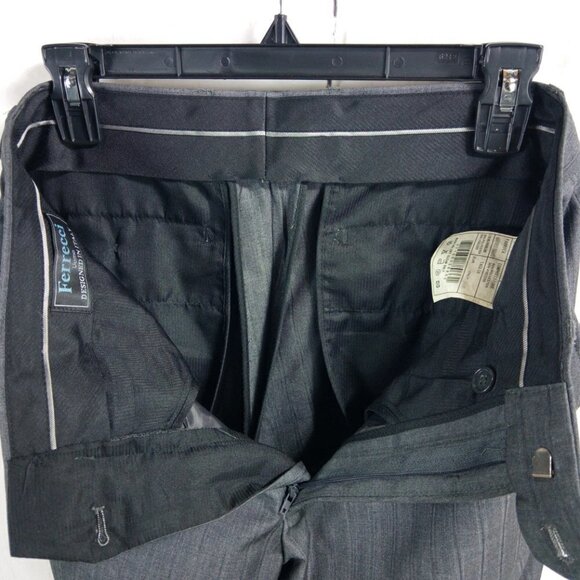 Ferrecci Uomo Italian 36R 2 Button Slim Gray Striped 2pc Suit 40x30 Flat Front - Picture 13 of 13
